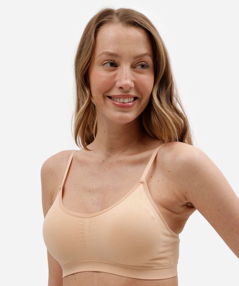sutiã feminino com bojo removível sem fecho bege