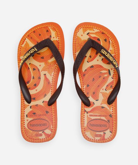chinelo feminino havaianas top fresh mood estampado amarelo