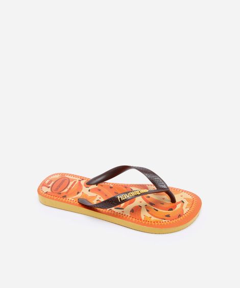 chinelo feminino havaianas top fresh mood estampado amarelo