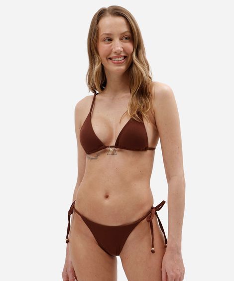 biquíni calcinha tanga feminino texturizado marrom