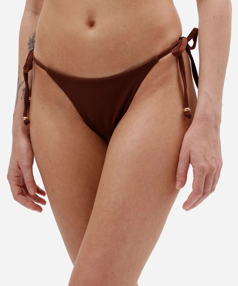 biquíni calcinha tanga feminino texturizado marrom