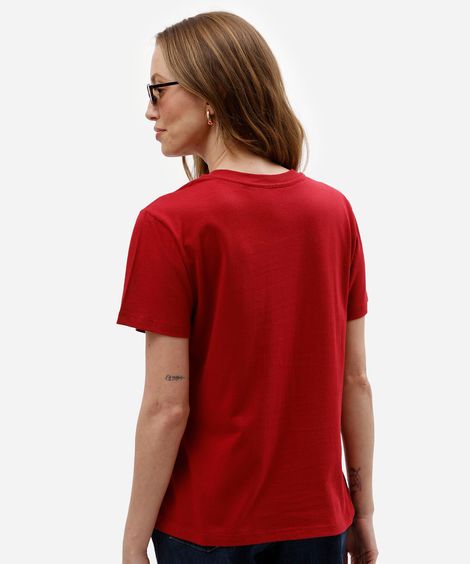 camiseta feminina de algodão manga curta mickey vermelha