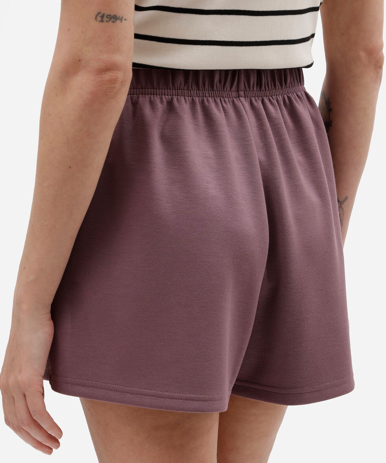 short básico feminino de moletom cós elástico rosa