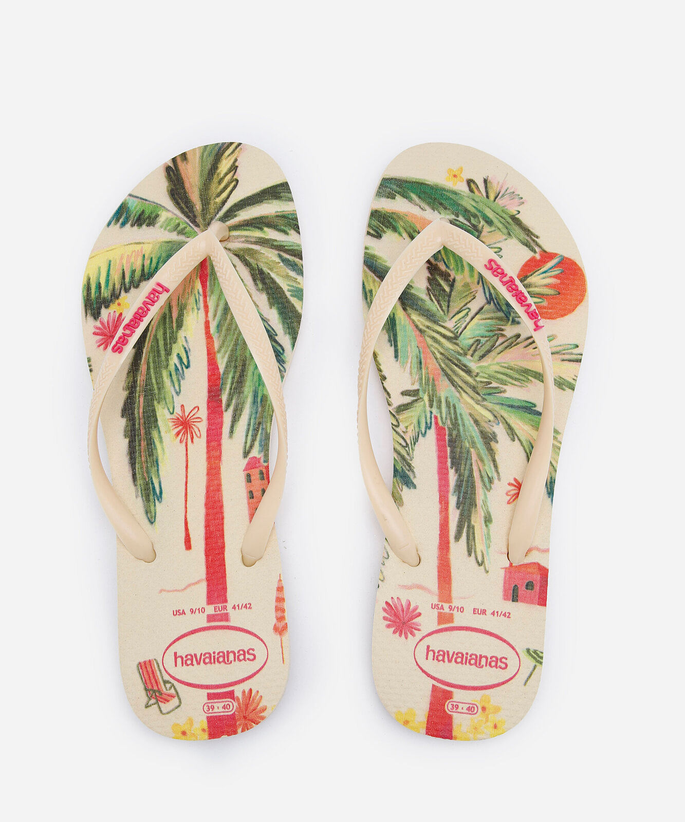 chinelo havaianas slim summer bliss floral bege