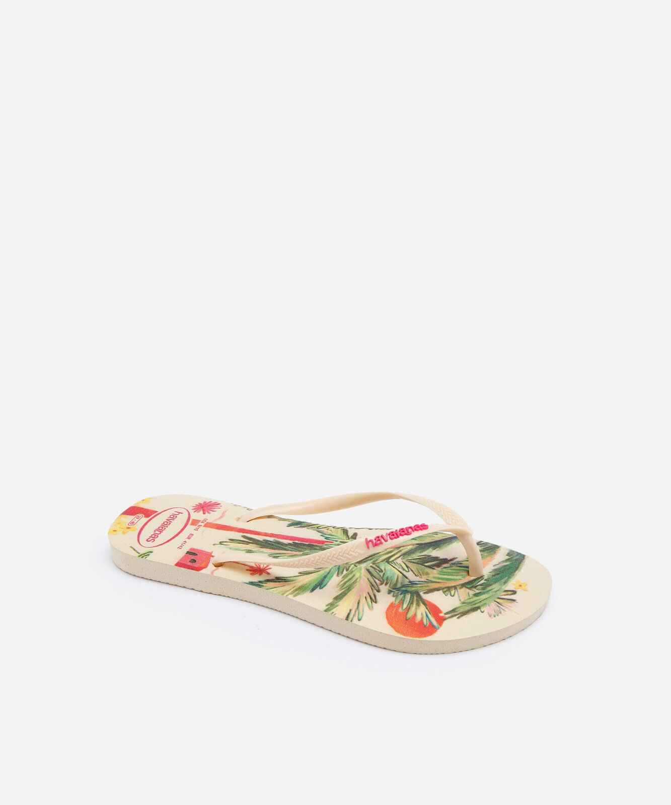 chinelo havaianas slim summer bliss floral bege