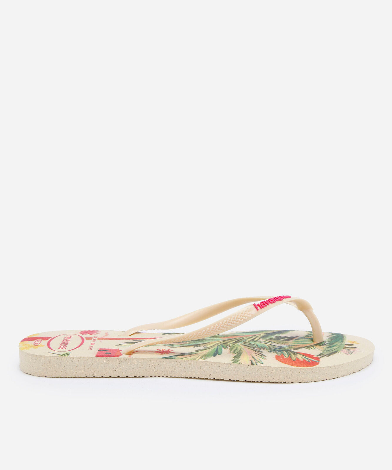 chinelo havaianas slim summer bliss floral bege