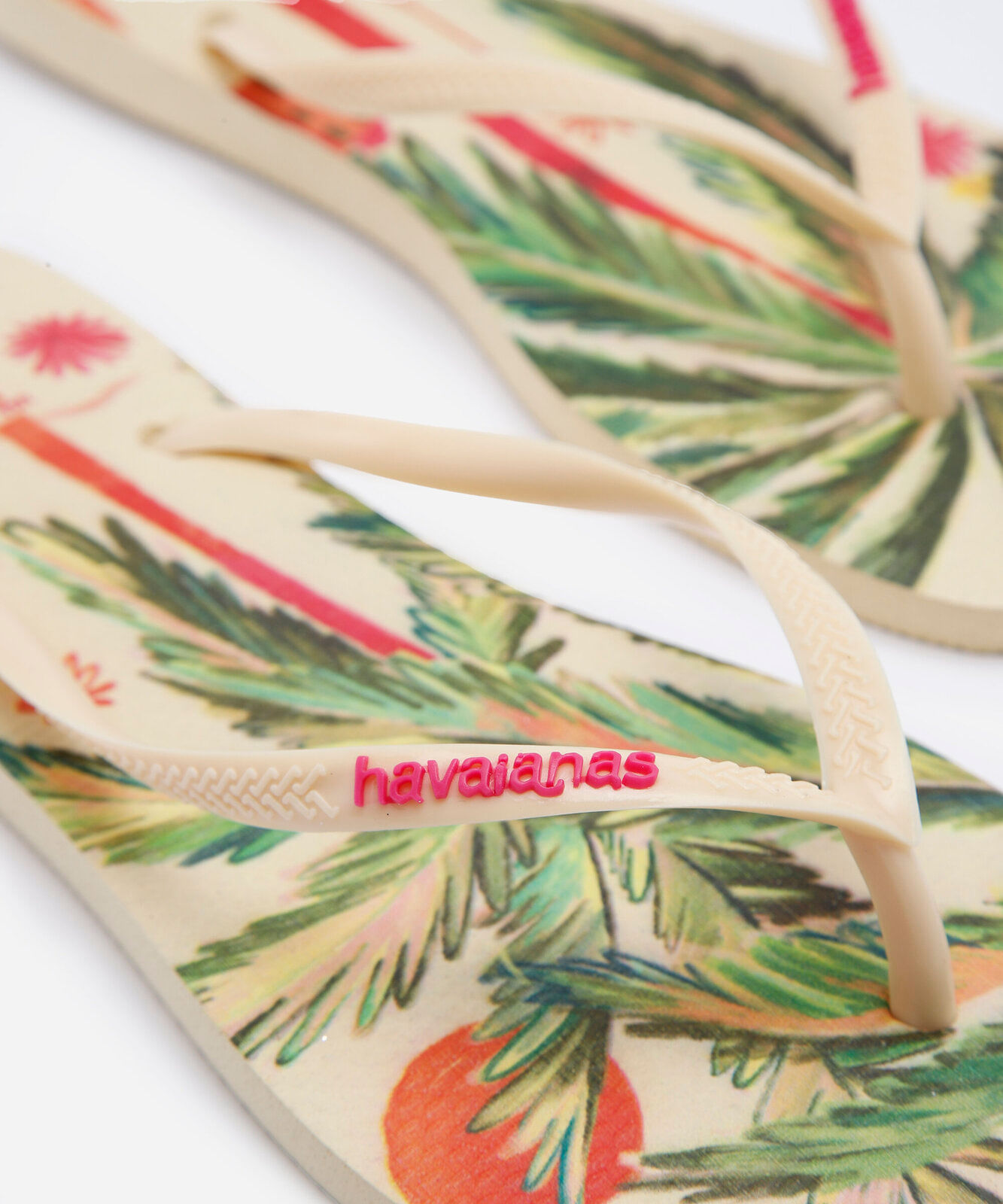 chinelo havaianas slim summer bliss floral bege