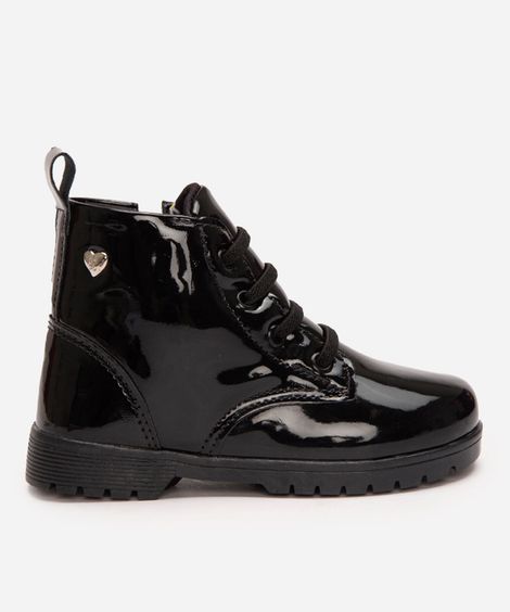 coturno em verniz infantil preto