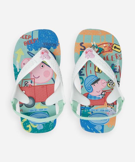chinelo com elástico infantil havaianas peppa pig branco