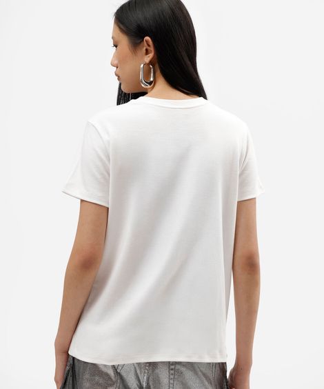 camiseta feminina com algodão manga curta david bowie off white
