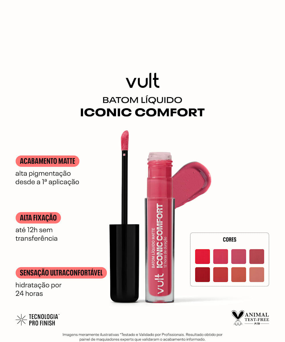 batom líquido matte iconic comfort rosa paquera vult 4ml