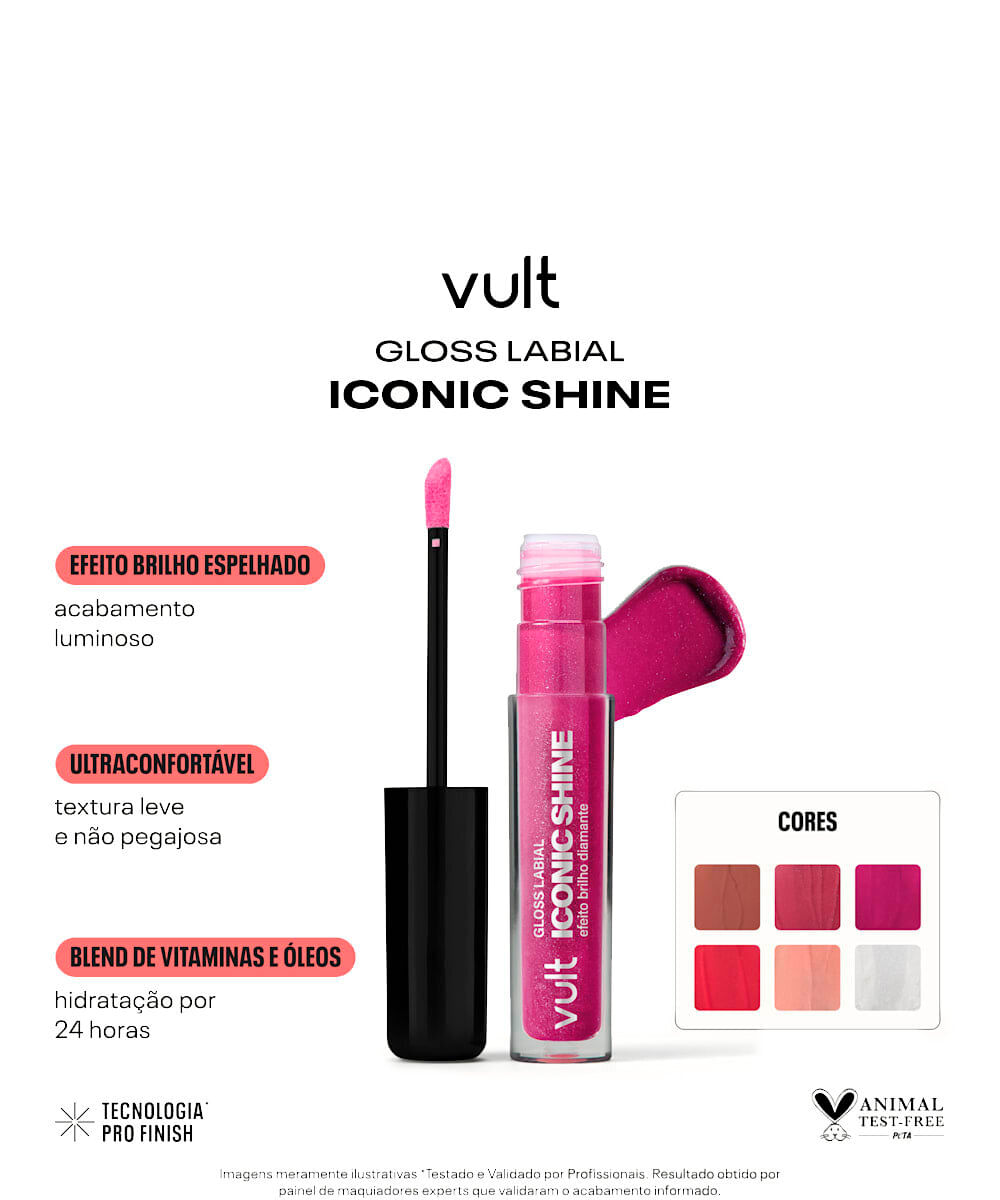 gloss labial iconic shine diamante vai com tudo vult 4ml