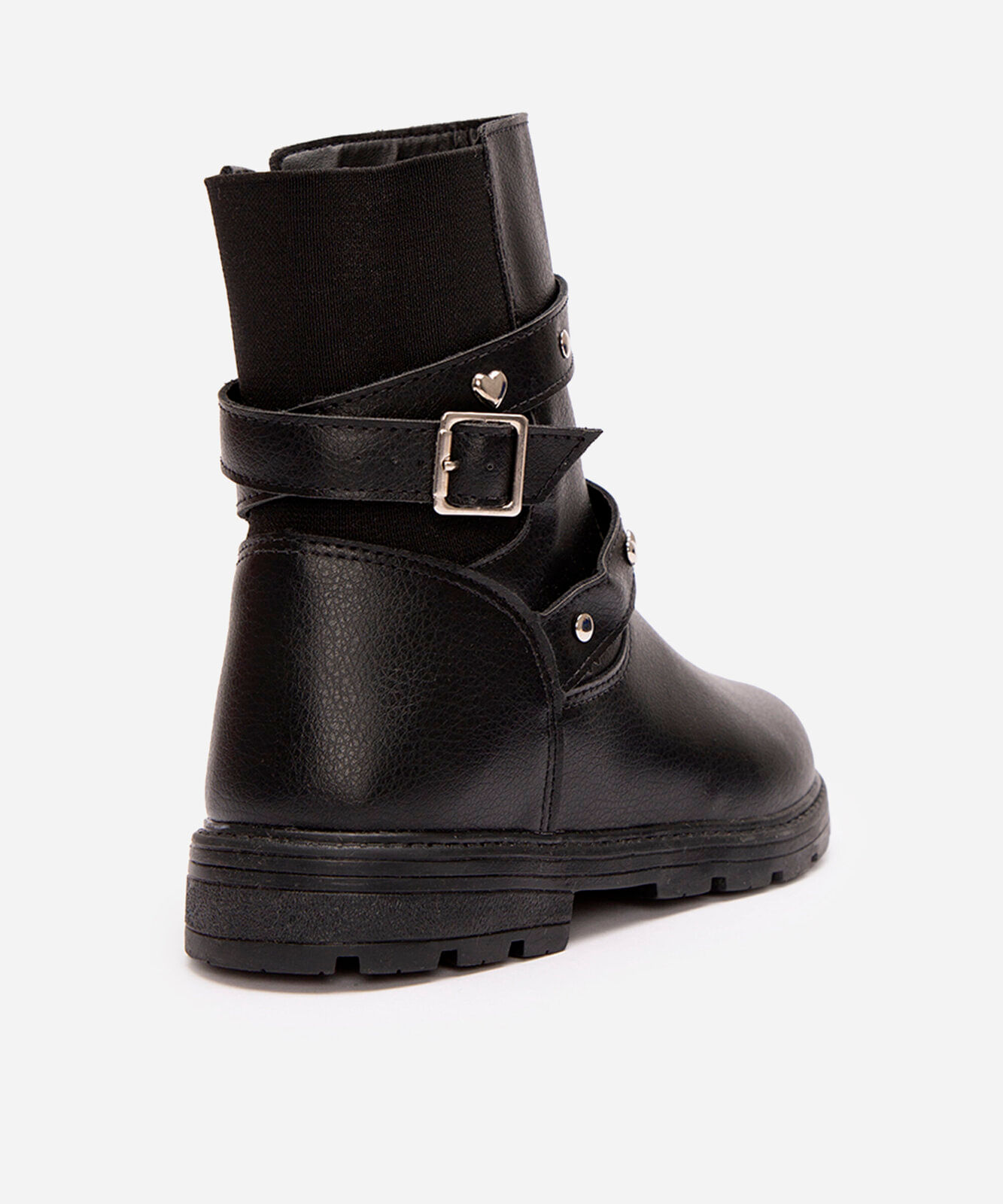 bota infantil cano curto com tiras e rebites preta