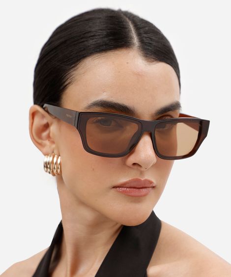 óculos de sol feminino quadrado de acetato triton marrom