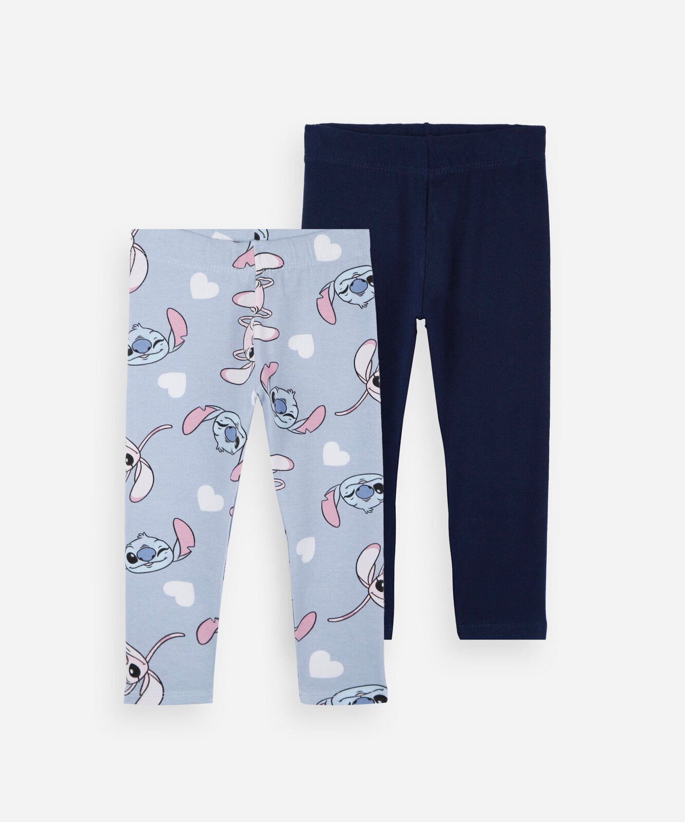 kit de 2 calça legging infantis de algodão stitch colorido