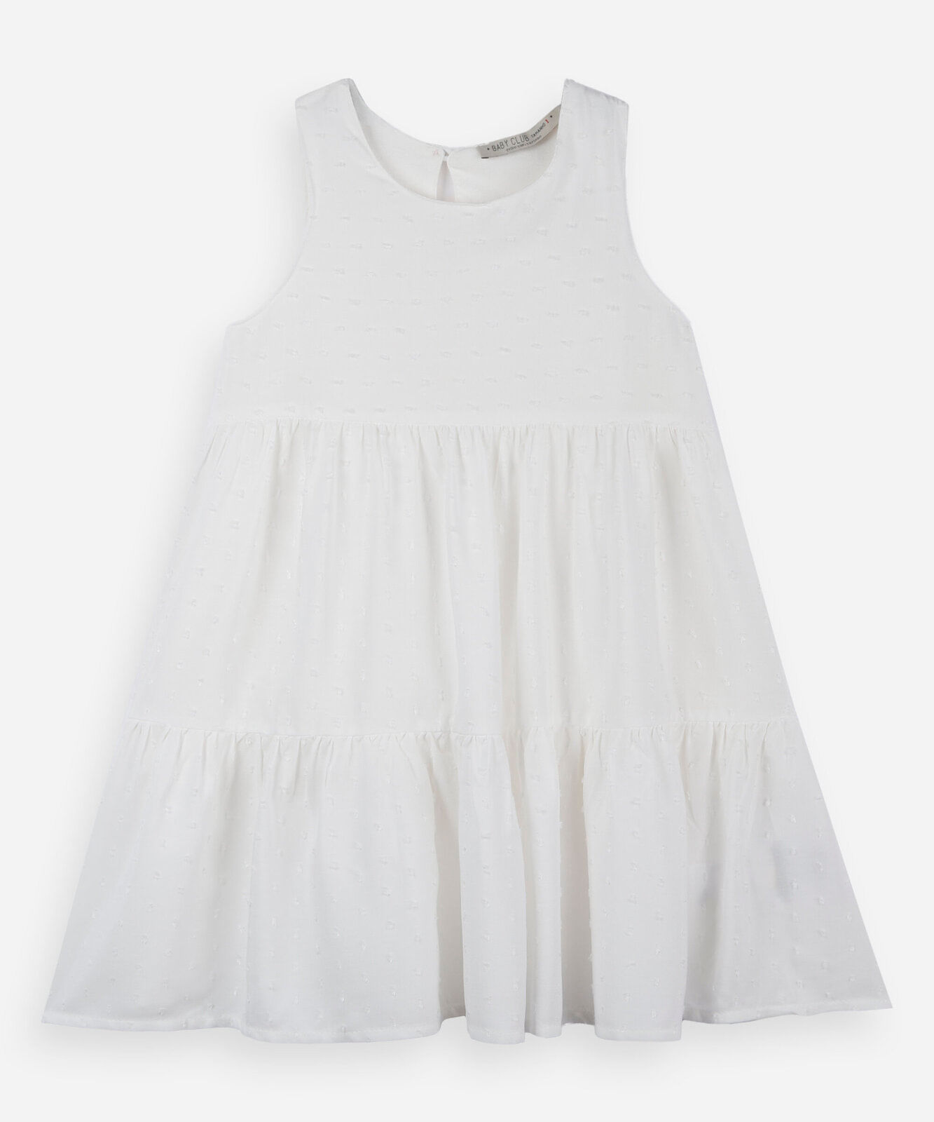 vestido infantil de viscose com recortes off white