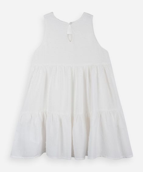 vestido infantil de viscose com recortes off white
