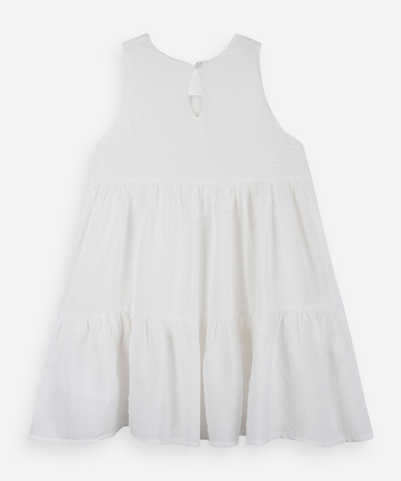 vestido infantil de viscose com recortes off white