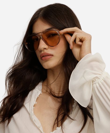 óculos de sol aviador feminino de acetato transparente