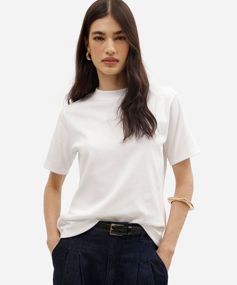 camiseta básica feminina de algodão peruano branca
