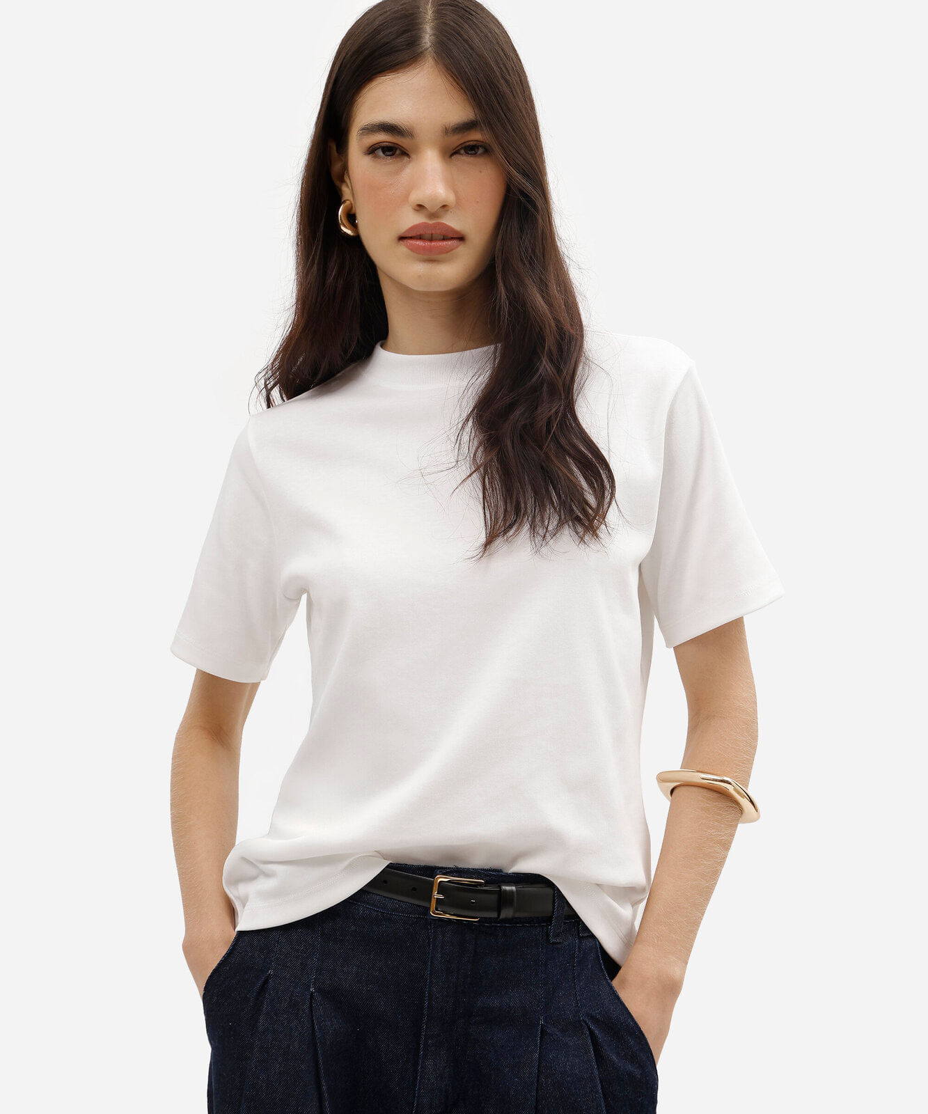camiseta classic feminina de algodão peruano interlock branca