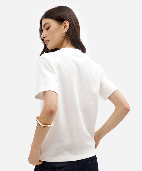camiseta básica feminina de algodão peruano branca