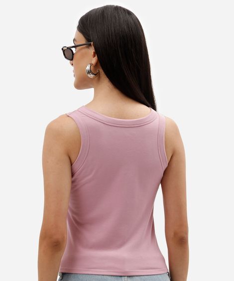 regata feminina cropped com bojo rosa