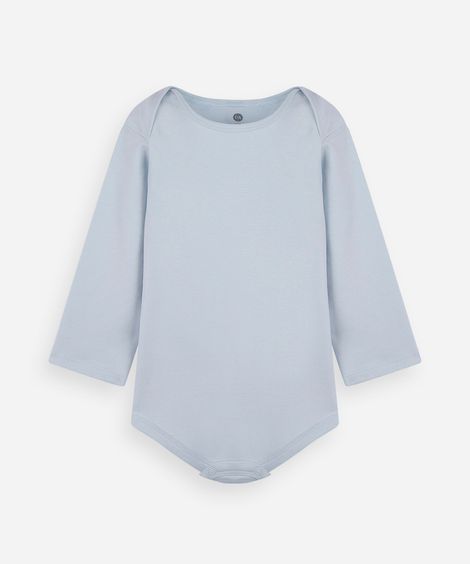 body infantil de algodão manga longa azul