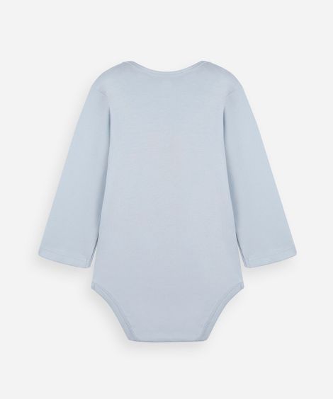 body infantil de algodão manga longa azul