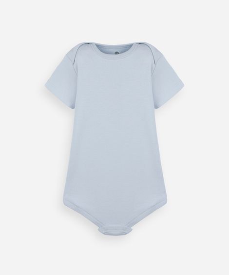 body infantil de algodão manga curta básico azul