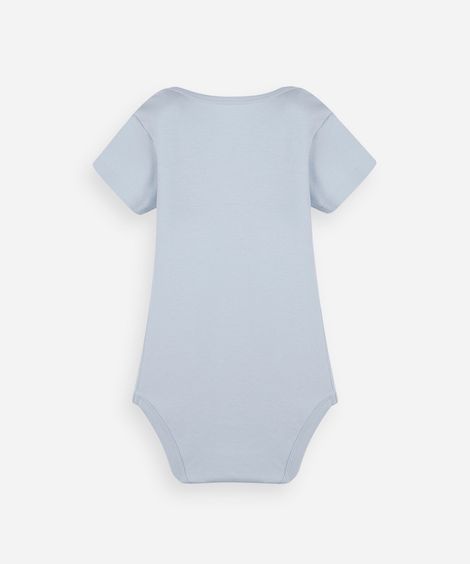 body infantil de algodão manga curta básico azul