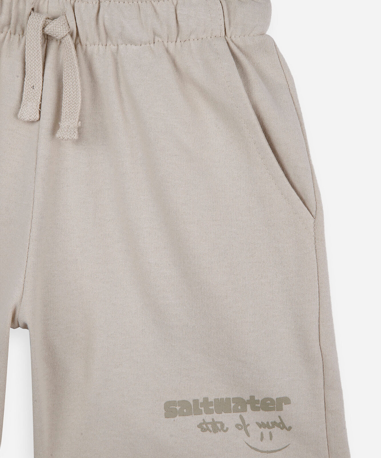 bermuda infantil de moletom estampada bege