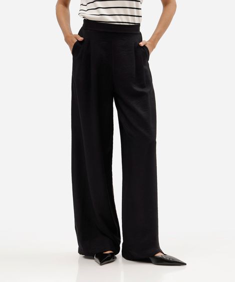 calça feminina de alfaiataria em viscose preta