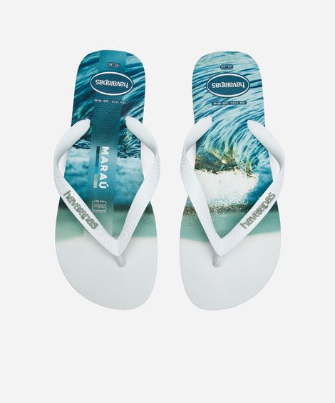 chinelo havaianas top surfer estampado branco