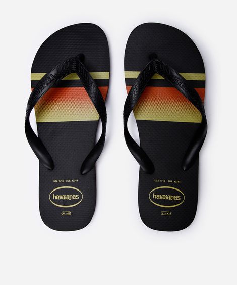 chinelo havaianas com listras preto