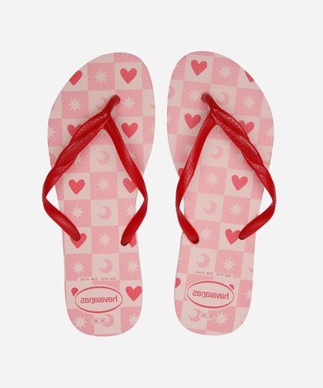 chinelo havaianas fantasy quadriculado rosa