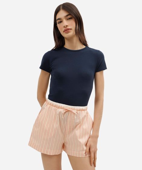 blusa de pijama feminina em algodão manga curta avulsa azul