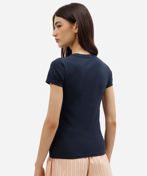 blusa de pijama feminina em algodão manga curta avulsa azul