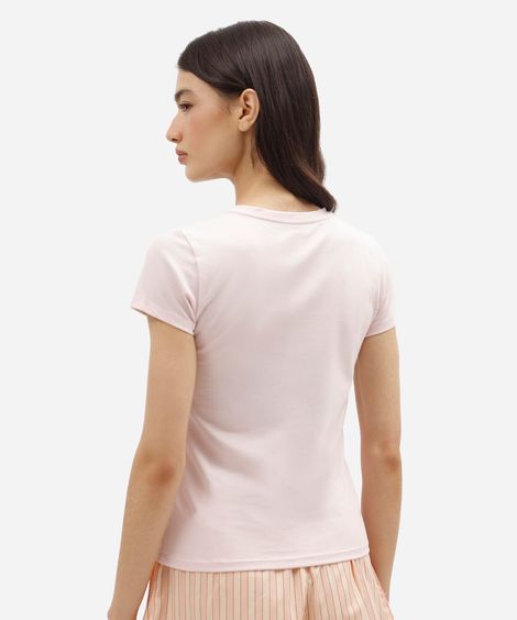 blusa de pijama feminina em algodão manga curta avulsa rosa