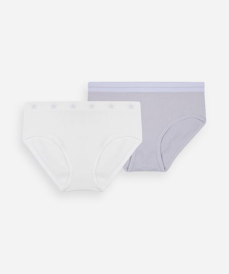 kit de 2 calcinhas biquíni infantis sem costura colorido