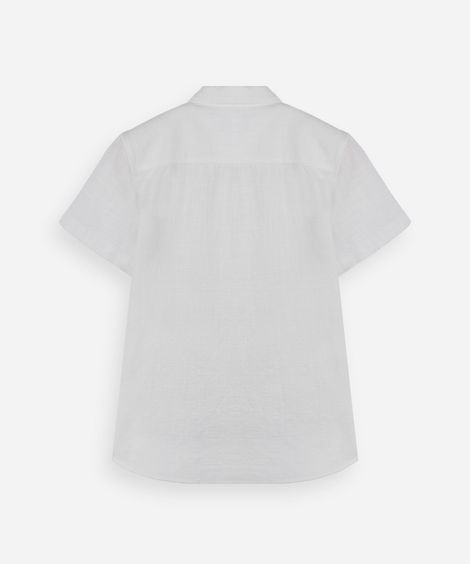 camisa juvenil de algodão com bolso texturizada off white
