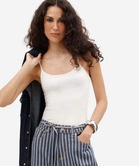 blusa de algodão peruano alça fina branca