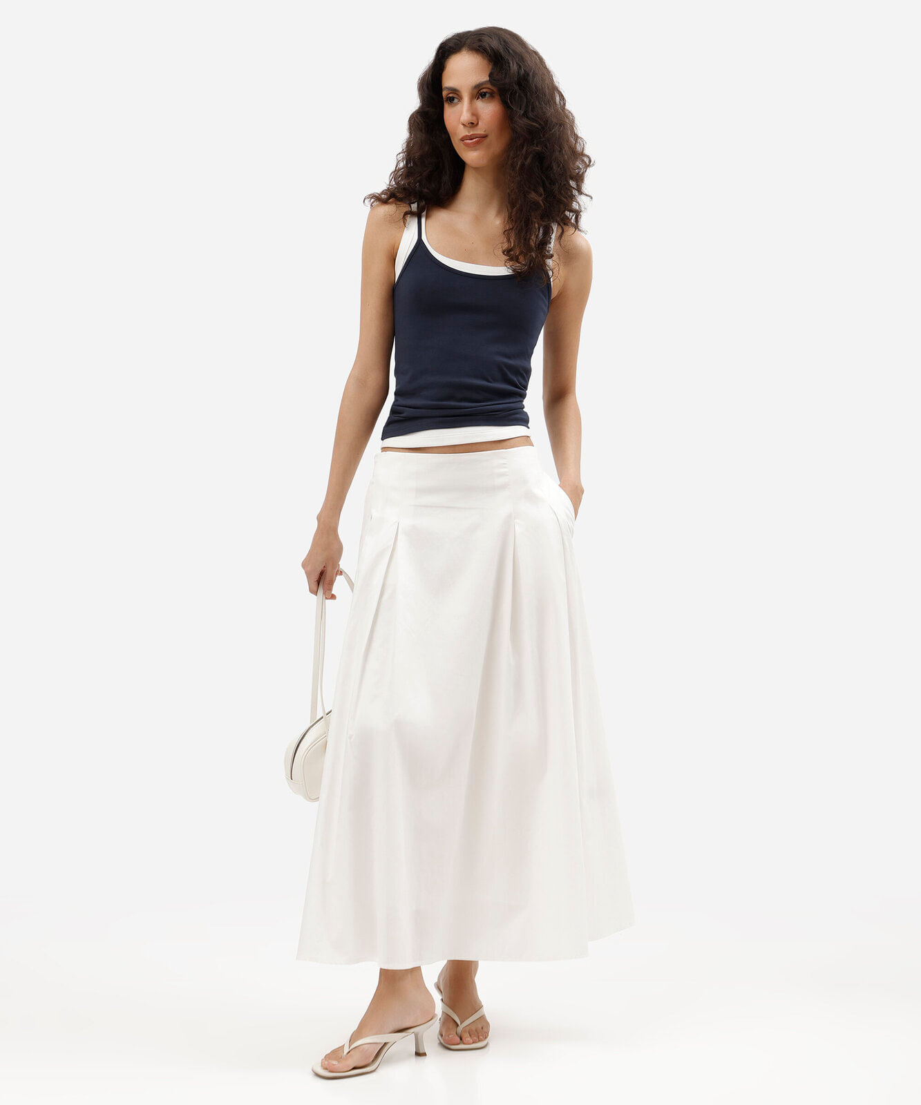 blusa de algodão peruano alça fina azul