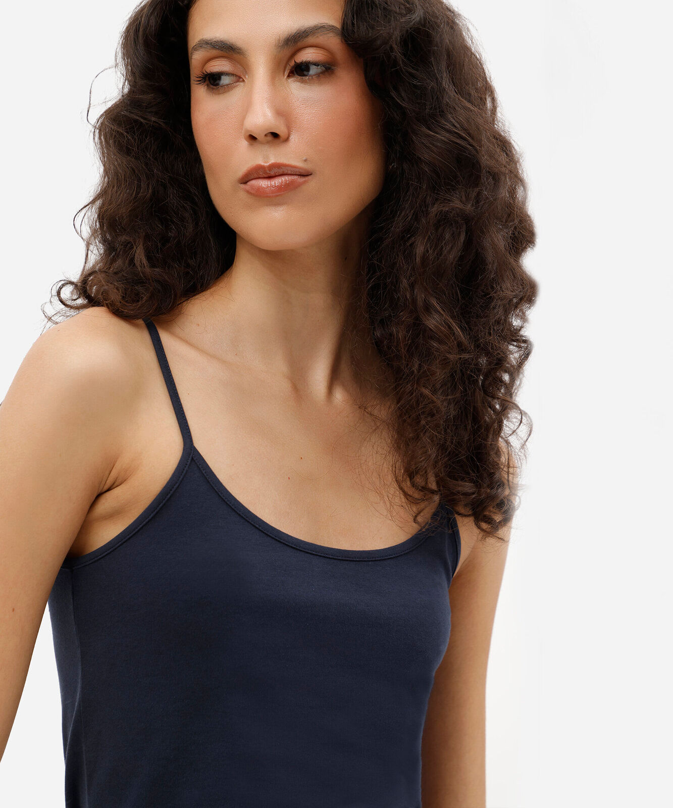 blusa de algodão peruano alça fina azul