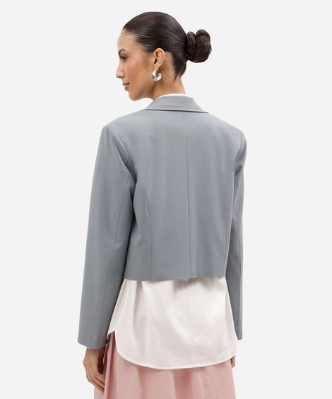 blazer cropped feminino de alfaiataria azul