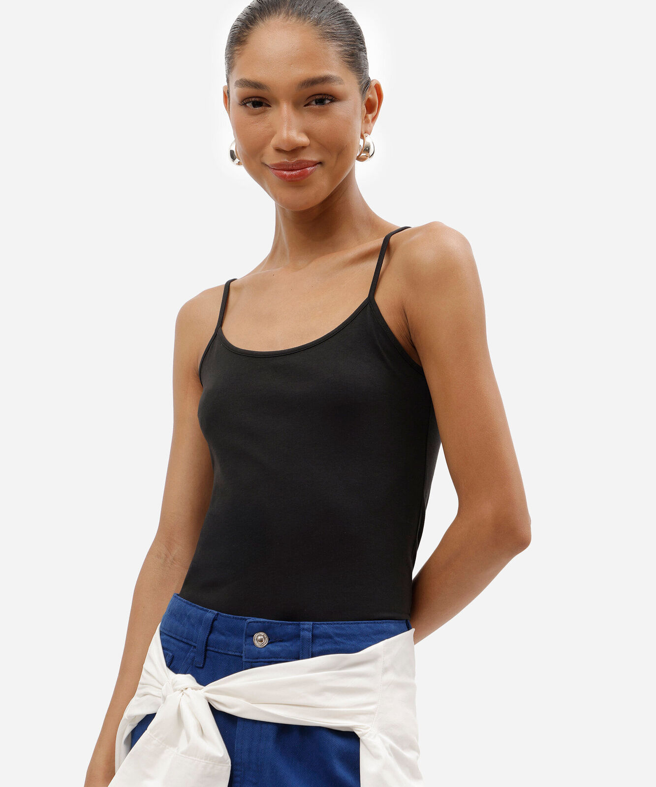 blusa de algodão peruano alça fina preta