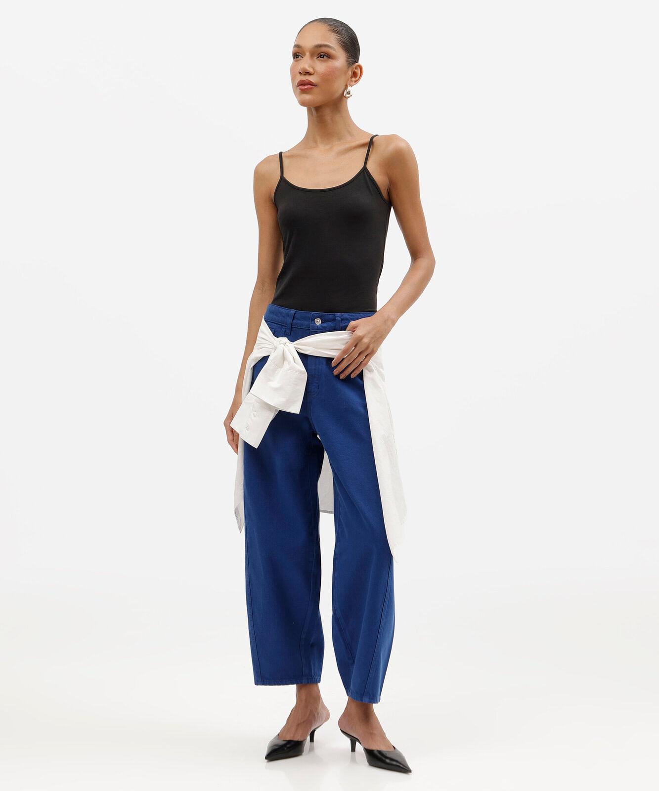 blusa de algodão peruano alça fina preta