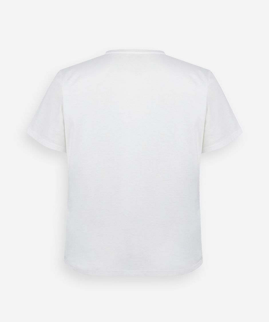 blusa feminina de algodão decote v manga curta plus size básica off white