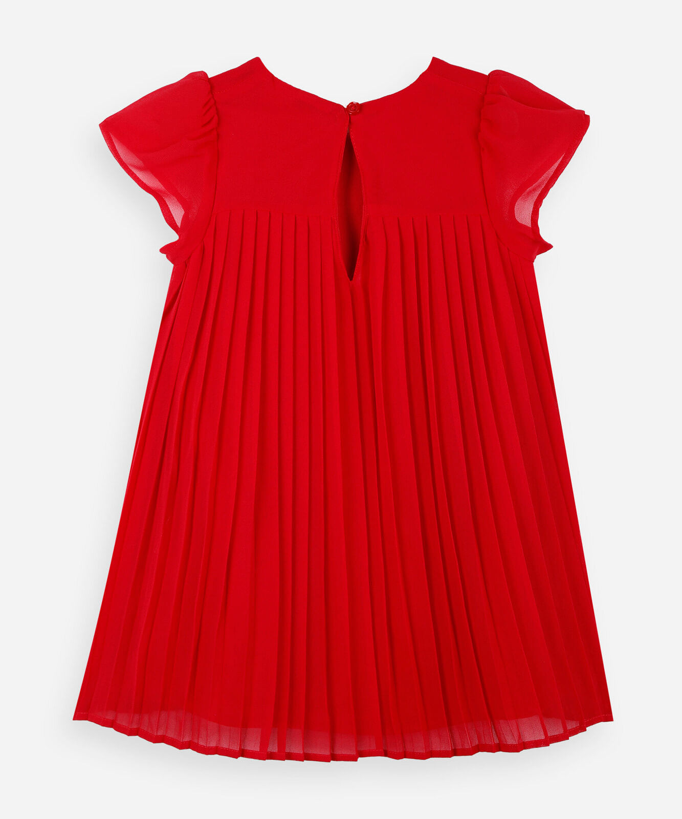 vestido infantil manga curta plissado vermelho