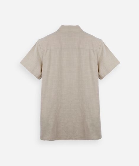 camisa juvenil de algodão com bolso texturizada bege